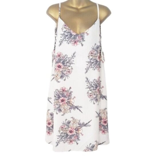 Bishop + Young white floral V neck cami  slip mini dress SP - Picture 2 of 15